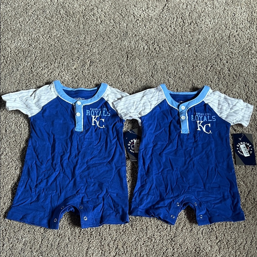 Genuine Merchandise Royal Blue Baby Romper with Light Blue Trim